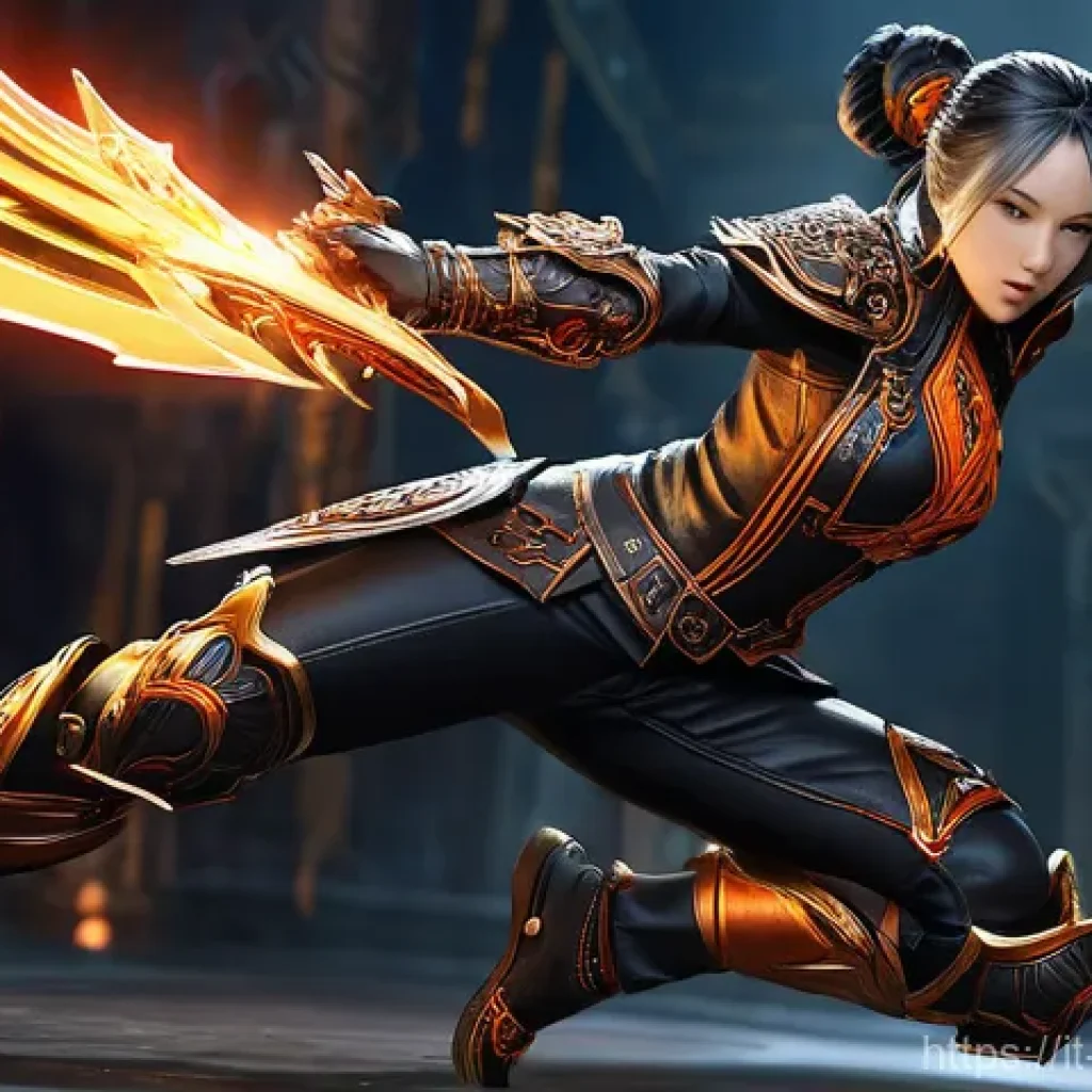 블레이드소울 레볼루션 보스 패턴 회피 방법 - **Prompt:** A highly dynamic, action-packed illustration of a female Blade Dancer from Blade & Soul ...
