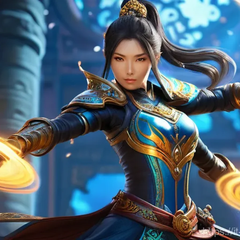블레이드소울 레볼루션 클래스 변경 가능 여부 - **Prompt:** "A powerful female martial artist, in the style of Blade & Soul Revolution, stands dynam...