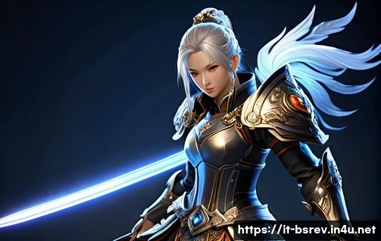 블레이드소울 레볼루션 전투력 계산기 활용법 - A detailed fantasy warrior character from Blade & Soul Revolution, wearing high-level, intricately d...