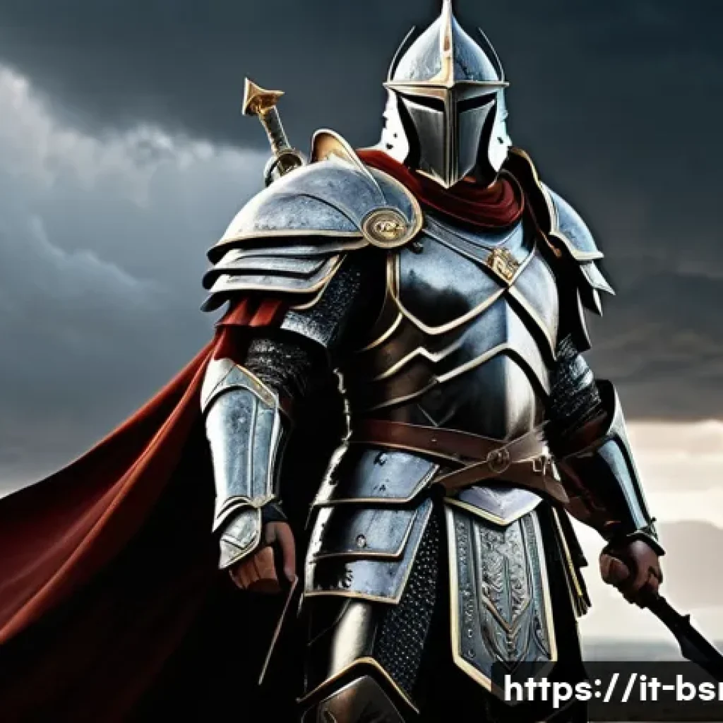 블레이드소울 레볼루션 아이템 잠재 옵션 분석 - A detailed fantasy warrior character in full armor, standing confidently on a battlefield with a glo...