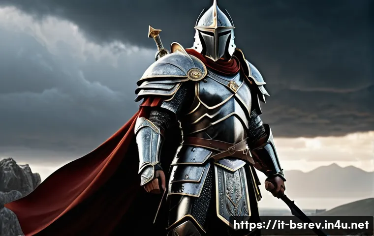 블레이드소울 레볼루션 아이템 잠재 옵션 분석 - A detailed fantasy warrior character in full armor, standing confidently on a battlefield with a glo...