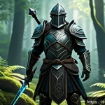 Home 22 블레이드소울 레볼루션 초보자 장비 추천 - A detailed fantasy warrior character in balanced medium-heavy armor standing confidently in a lush f...