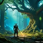 Home 23 블레이드소울 레볼루션 고레벨 필드 사냥터 추천 - A dense, mystical forest scene inspired by Drakonia Forest in a high fantasy game setting, featuring...