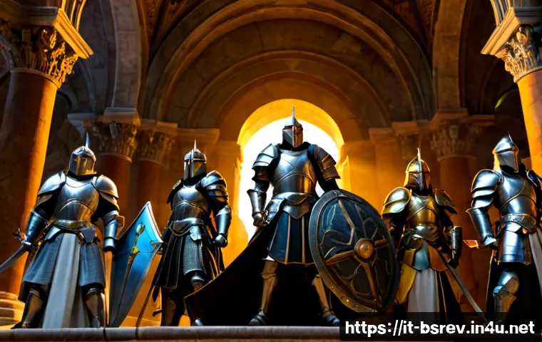 블레이드소울 레볼루션 고레벨 레이드 공략 - Photorealistic cinematic high-level fantasy raid battle in a lavish Italian-inspired marble basilica...
